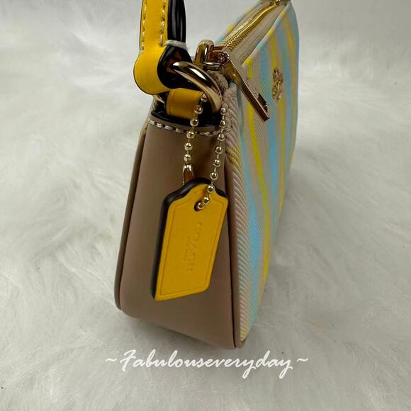 Coach Nolita 19 With Plaid Print Shoulder Bag Wristlet in Bright Maize CBK65 NWT - Picture 3 of 9